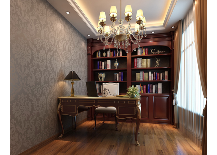 欧式风格室内装修设计效果图-万科金域蓝湾四居192平米-室内书房装修设计