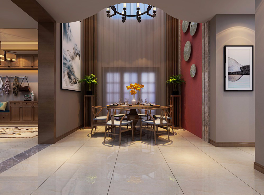 新中式风格别墅装修设计效果图-东逸湾水漾林岸别墅410平米-别墅装修设计餐厅