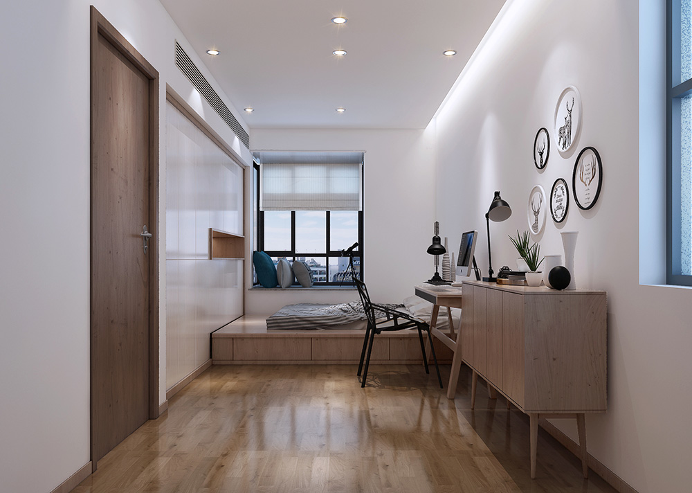 新中式风格室内装修设计效果图-美的桂畔君兰三居168平米-室内装修设计次卧