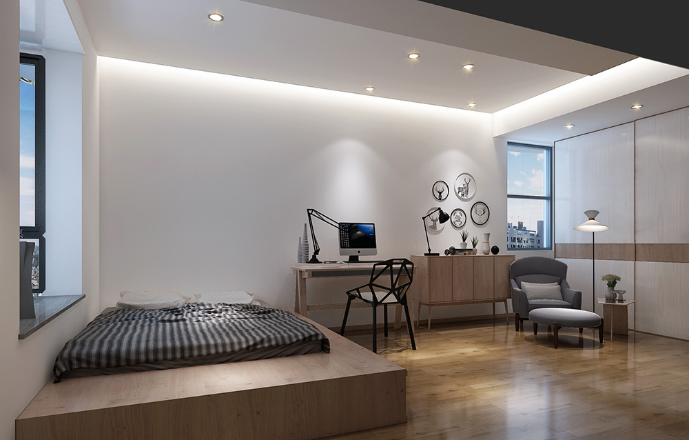 新中式风格室内装修设计效果图-美的桂畔君兰三居168平米-室内装修设计客卧