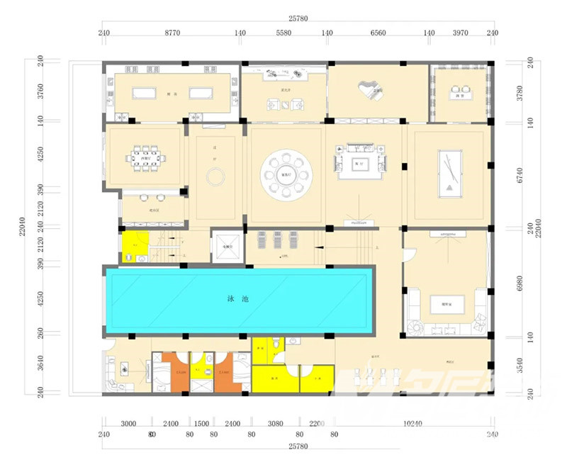 欧式别墅装修设计-别墅负一层布局图