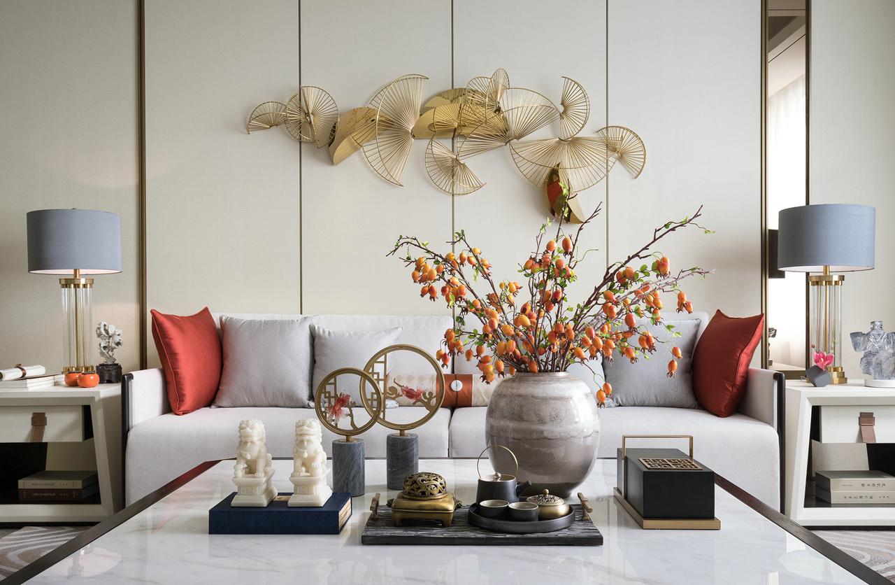新中式风格室内家装案例效果图-客厅沙发